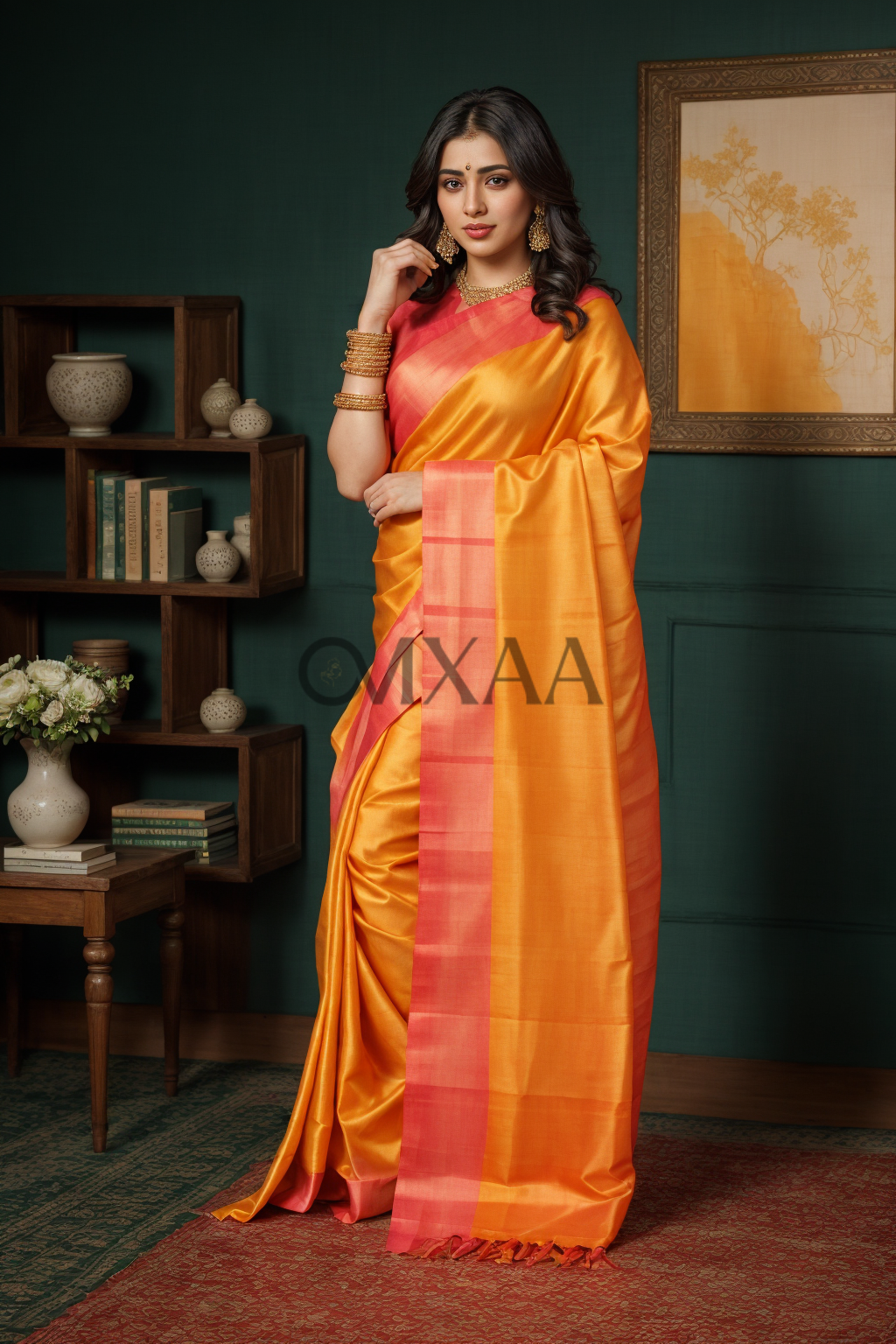 Sunny Radiance: Yellow Handloom Chanderi Cotton Silk Saree