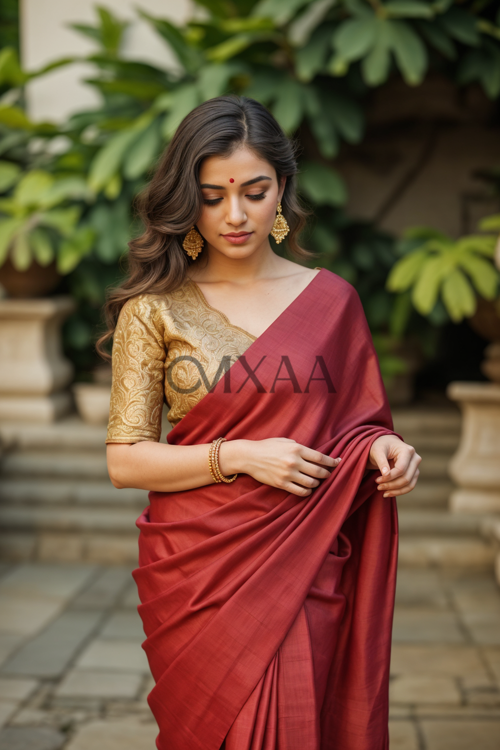 Red Muslin Silk Saree