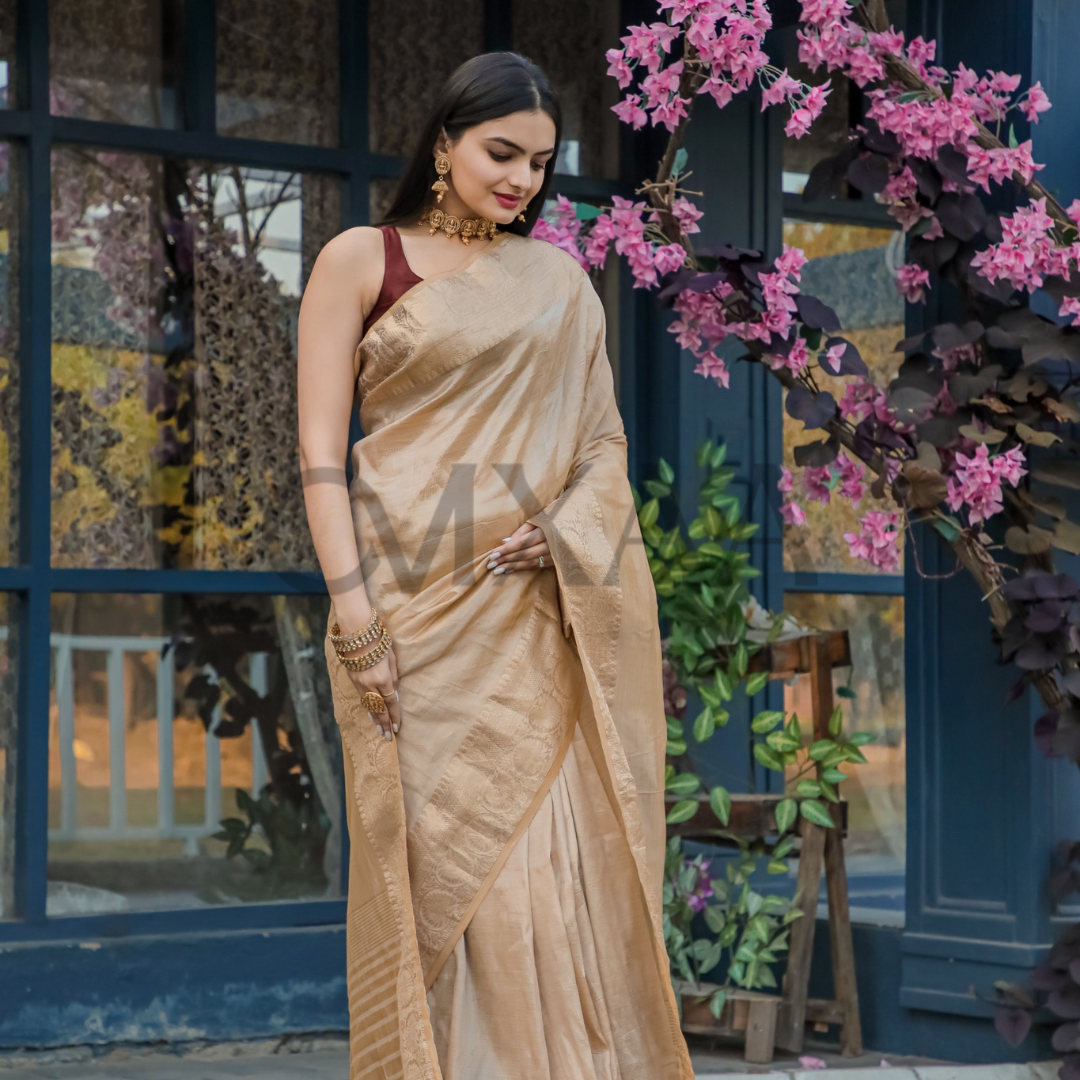 Golden Muslin Silk Luxurious Saree