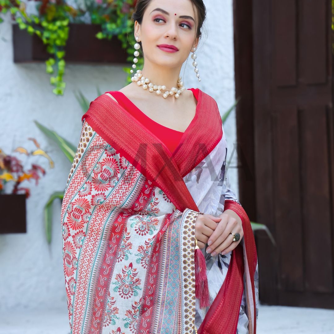 Pure Linen Saree