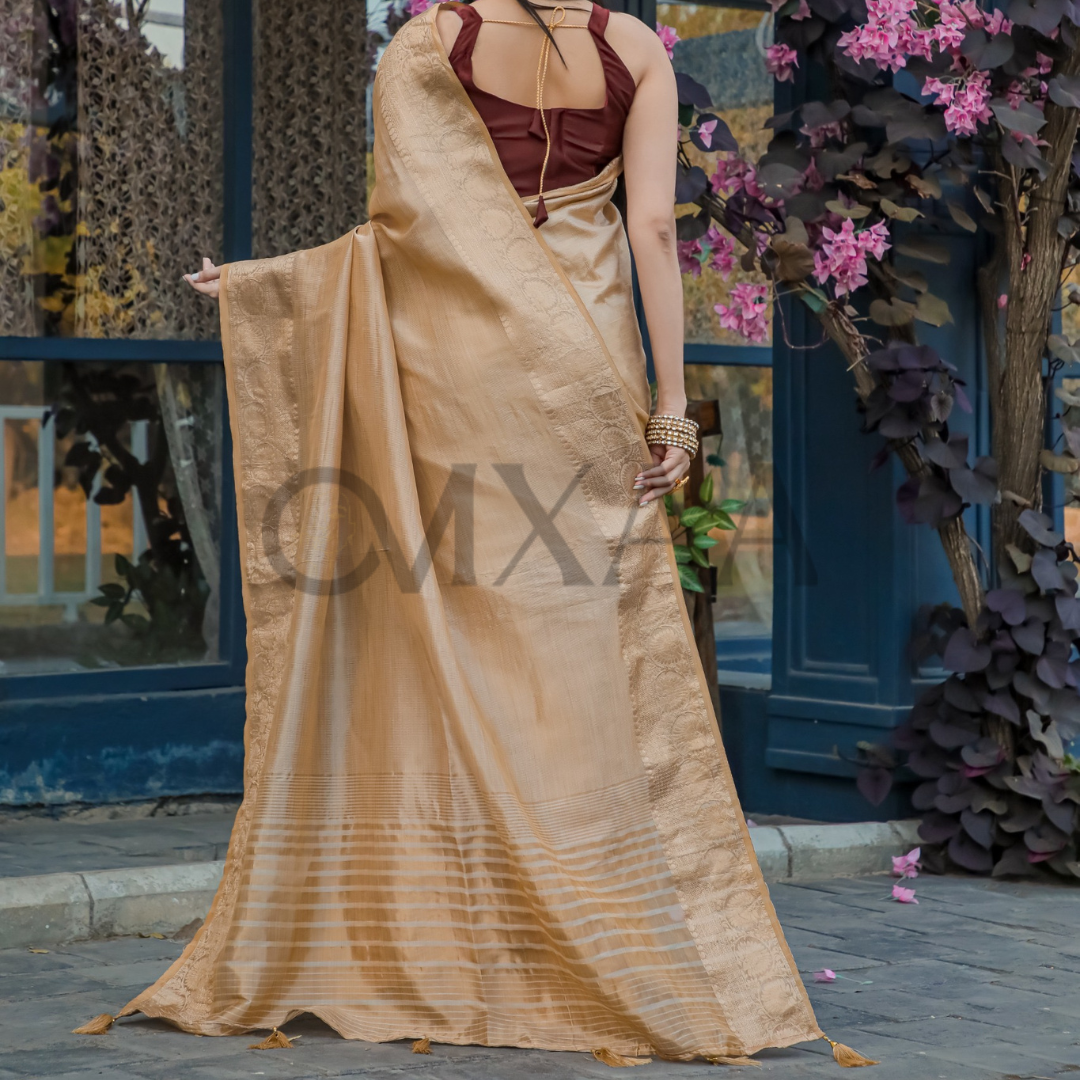 Golden Muslin Silk Luxurious Saree