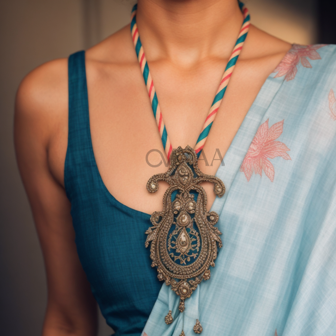 Serene Sky- Chanderi Cotton Silk Saree in Sky Blue