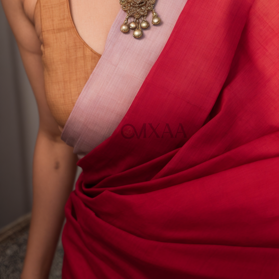 Scarlet Allure- Red Chanderi Cotton Silk Saree