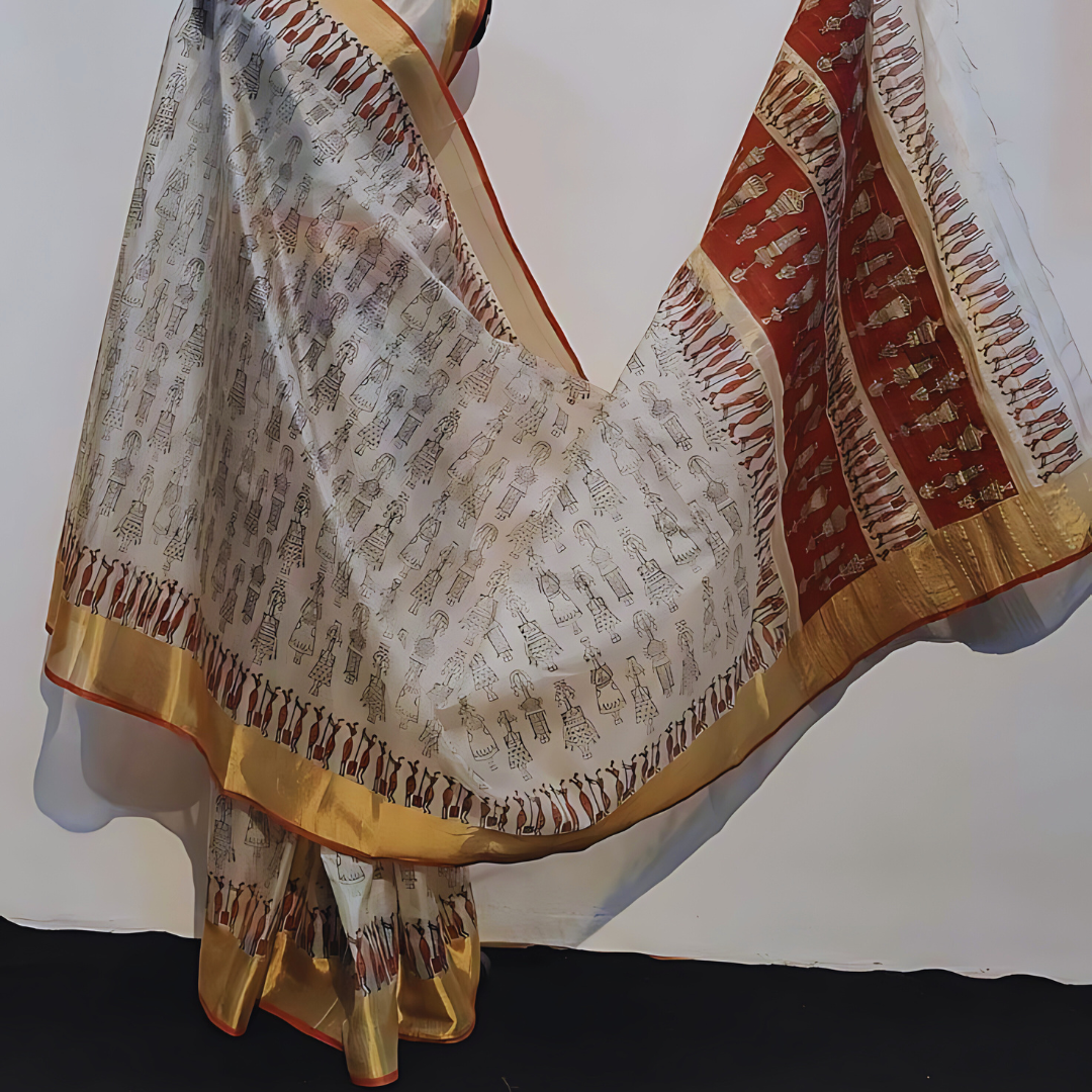 Rich Multicolor Premium Chanderi Cotton Silk Saree with Gold Patta