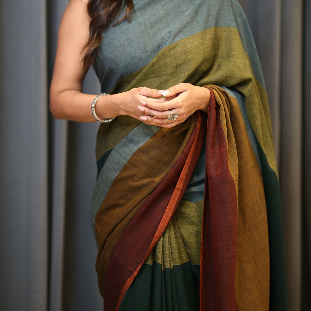 Premium Multicolor Chanderi Cotton Silk Saree