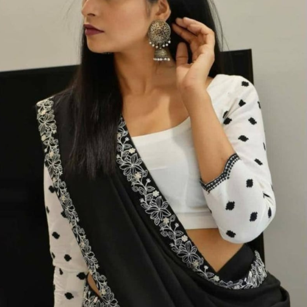 Timeless Chic- Black Color Latest Mulmul Cotton Saree