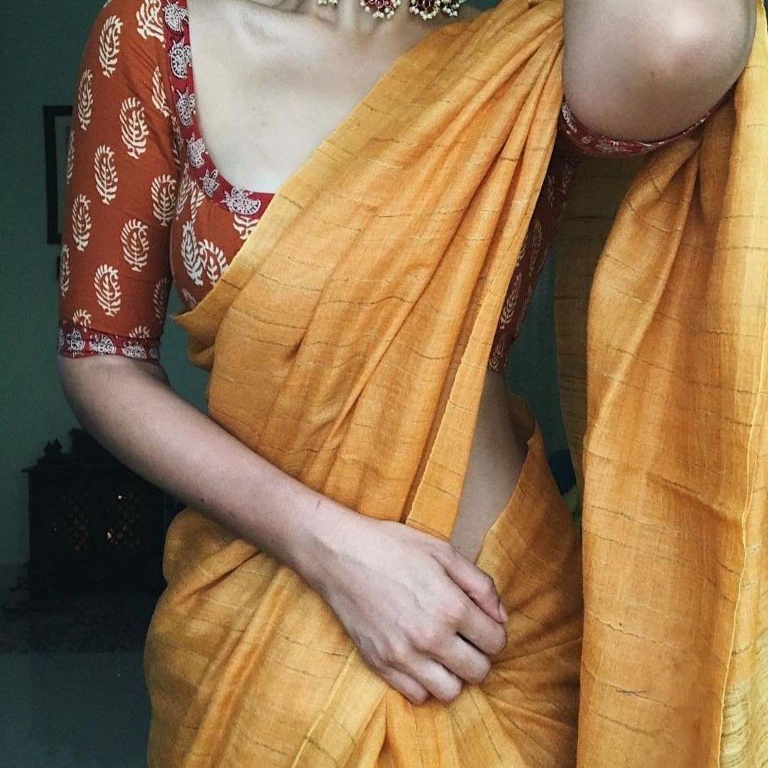 Sunny Blooms- Yellow Color Printed Chanderi Cotton Silk Saree