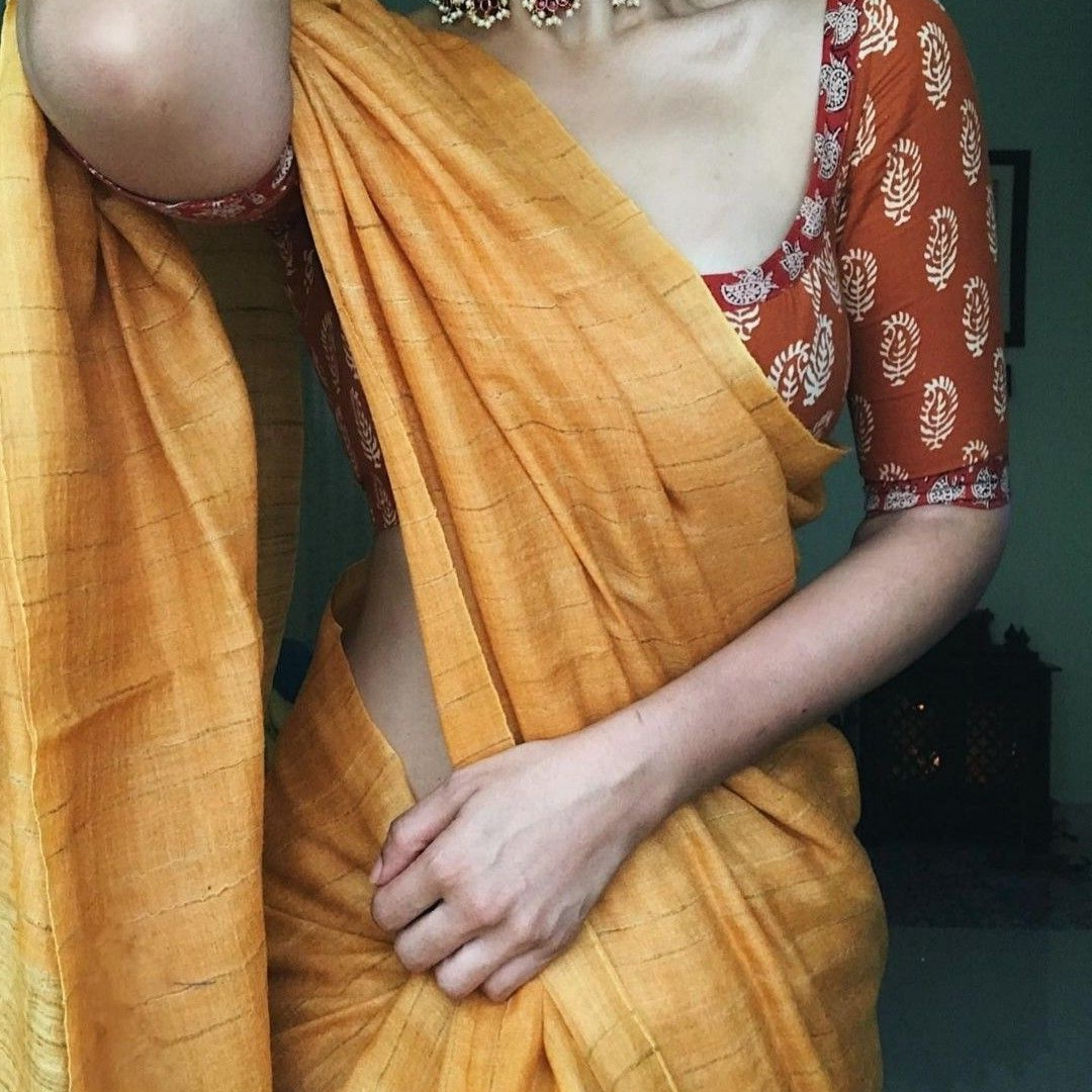 Sunny Blooms- Yellow Color Printed Chanderi Cotton Silk Saree