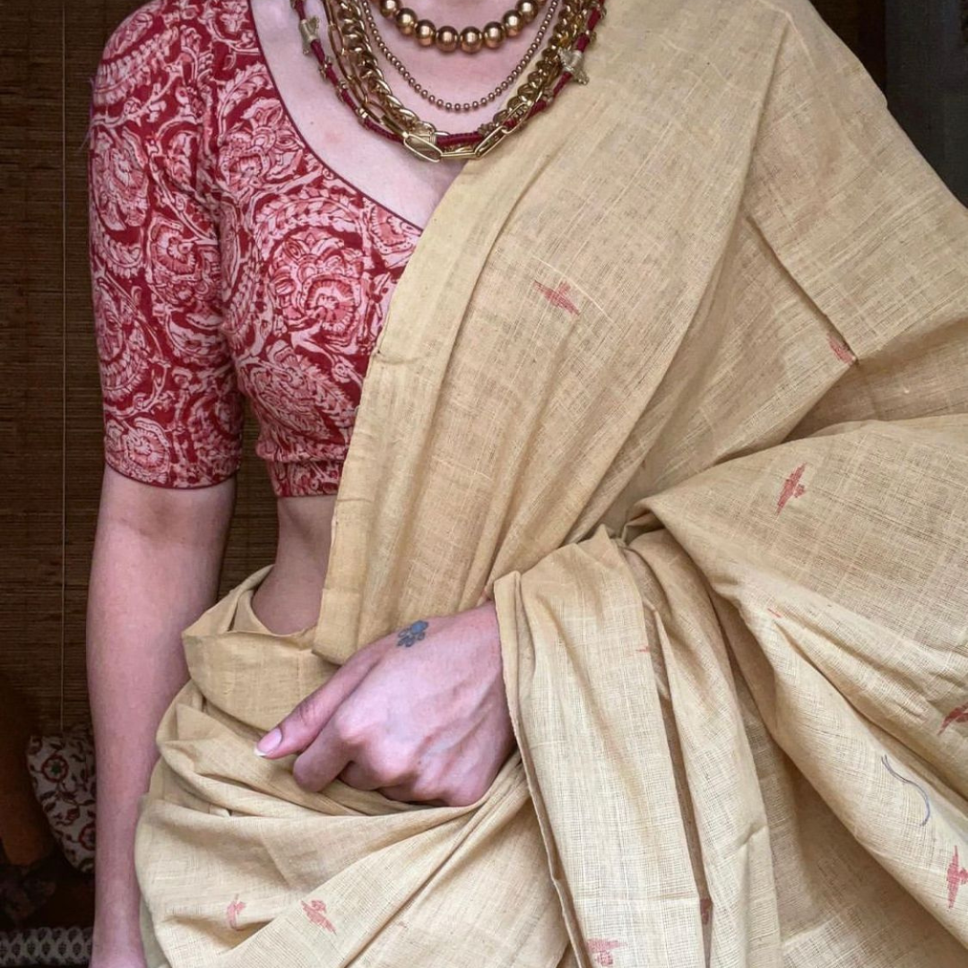 Golden Radiance: Cream and Light Yellow Premium Chanderi With Digital Print Saree