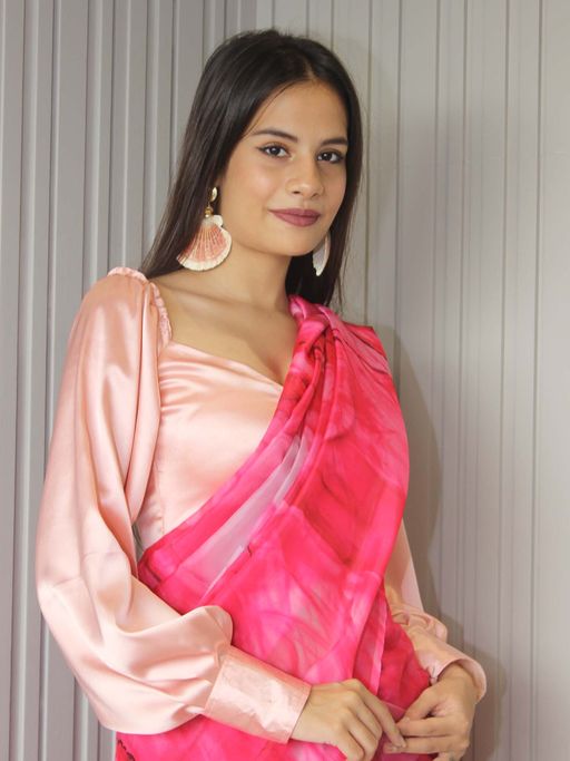 Premium and Luxe Pink Marble Color Chanderi Cotton Silk Saree