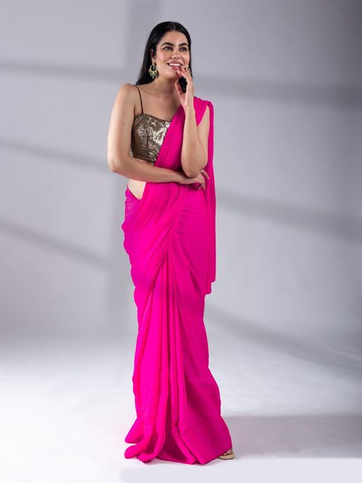 Premium and Luxe Royal Pink Color Paradise Satin Saree