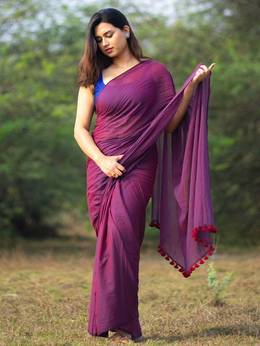 Premium and Luxe Magenta Color Handloom Cotton Saree